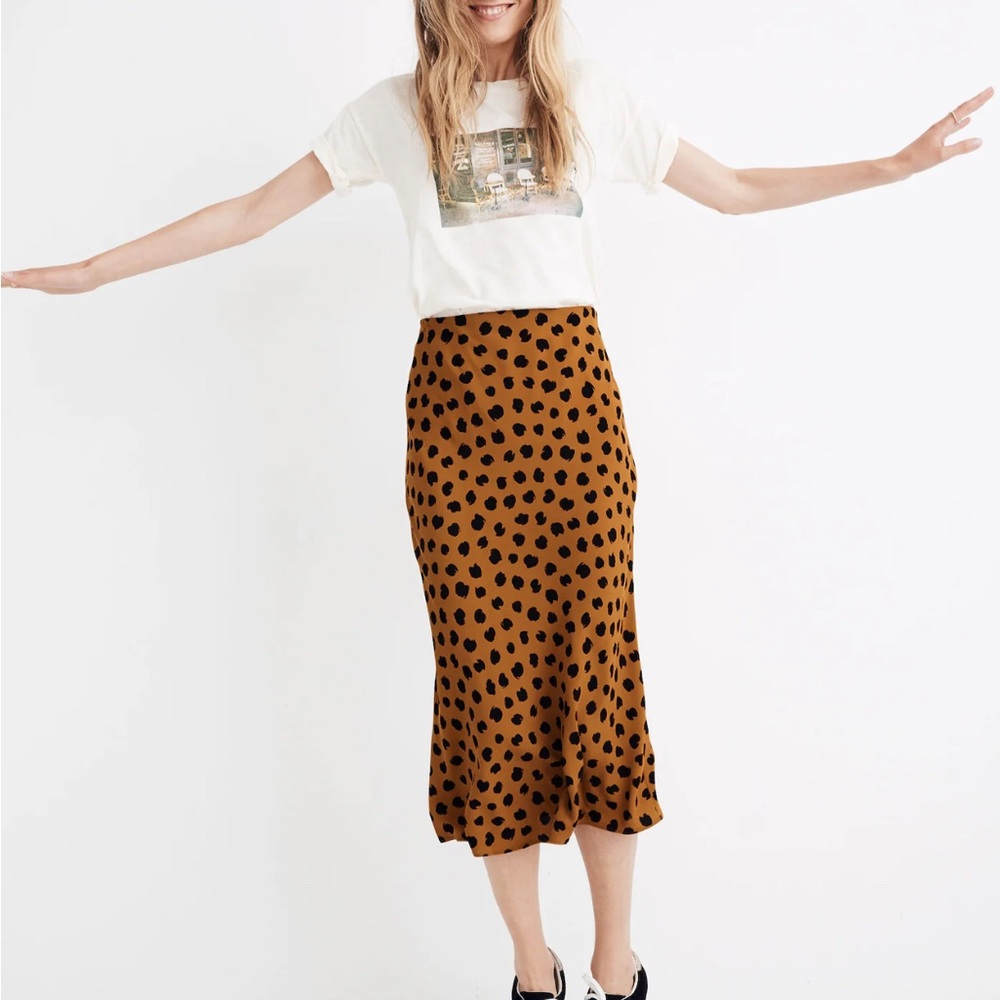 Midi Slip Skirt in Painted Spots Cheetah Madewell - Size 10